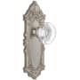 Grandeur Vintage Antique Grande Victorian Passage Door Knob Set with Bordeaux Crystal Knob and 2-3/8" Backset - Solid Brass Satin Nickel