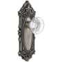 Grandeur Vintage Grande Victorian Single Dummy Door Knob with Smooth Round Crystal Knob - Solid Brass Rose Plate Antique Pewter