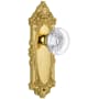 Grandeur Vintage Grande Victorian Single Dummy Door Knob with Smooth Round Crystal Knob - Solid Brass Rose Plate Polished Brass