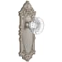 Grandeur Vintage Grande Victorian Single Dummy Door Knob with Smooth Round Crystal Knob - Solid Brass Rose Plate Satin Nickel
