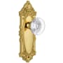 Grandeur Grande Victorian Crystal Dummy Door Knob Set with Bordeaux Style Smooth Knob - Solid Brass Plate Polished Brass