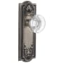 Grandeur Parthenon Solid Brass Rose Dummy Door Knob Set with Bordeaux Crystal Knob Antique Pewter