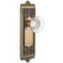 Grandeur Windsor Solid Brass Rose Dummy Door Knob Set with Bordeaux Crystal Knob Vintage Brass