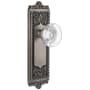 Grandeur Windsor Solid Brass Rose Dummy Door Knob Set with Bordeaux Crystal Knob Antique Pewter