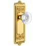 Grandeur Windsor Solid Brass Rose Dummy Door Knob Set with Bordeaux Crystal Knob Polished Brass