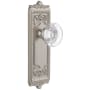 Grandeur Windsor Solid Brass Rose Dummy Door Knob Set with Bordeaux Crystal Knob Satin Nickel