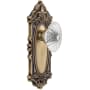 Grandeur Grande Victorian Solid Brass Rose Passage Door Knob Set with Burgundy Crystal Knob and 2-3/8" Backset Vintage Brass