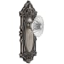 Grandeur Grande Victorian Solid Brass Rose Passage Door Knob Set with Burgundy Crystal Knob and 2-3/8" Backset Antique Pewter