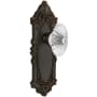 Grandeur Grande Victorian Solid Brass Rose Passage Door Knob Set with Burgundy Crystal Knob and 2-3/8" Backset Timeless Bronze