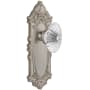 Grandeur Grande Victorian Solid Brass Rose Passage Door Knob Set with Burgundy Crystal Knob and 2-3/8" Backset Satin Nickel
