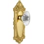 Grandeur Grande Victorian Solid Brass Rose Passage Door Knob Set with Burgundy Crystal Knob and 2-3/8" Backset Lifetime Brass