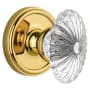 Grandeur Georgetown Solid Brass Rose Single Dummy Door Knob with Burgundy Crystal Knob Polished Brass