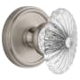 Grandeur Georgetown Solid Brass Rose Single Dummy Door Knob with Burgundy Crystal Knob Satin Nickel