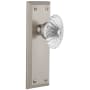 Grandeur Fifth Avenue Solid Brass Rose Single Dummy Door Knob with Burgundy Crystal Knob Satin Nickel