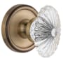Grandeur Georgetown Solid Brass Rose Dummy Door Knob Set with Burgundy Crystal Knob Vintage Brass