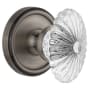 Grandeur Georgetown Solid Brass Rose Dummy Door Knob Set with Burgundy Crystal Knob Antique Pewter