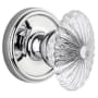 Grandeur Georgetown Solid Brass Rose Dummy Door Knob Set with Burgundy Crystal Knob Bright Chrome