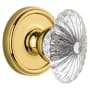 Grandeur Georgetown Solid Brass Rose Dummy Door Knob Set with Burgundy Crystal Knob Lifetime Brass