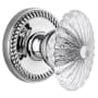 Grandeur Newport Solid Brass Rose Privacy Door Knob Set with Burgundy Crystal Knob and 2-3/8" Backset Bright Chrome