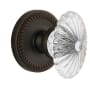 Grandeur Newport Solid Brass Rose Privacy Door Knob Set with Burgundy Crystal Knob and 2-3/8" Backset Timeless Bronze