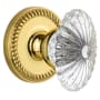 Grandeur Newport Solid Brass Rose Privacy Door Knob Set with Burgundy Crystal Knob and 2-3/8" Backset Lifetime Brass