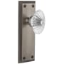 Grandeur Fifth Avenue Solid Brass Rose Privacy Door Knob Set with Burgundy Crystal Knob and 2-3/8" Backset Antique Pewter