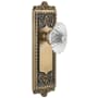 Grandeur Windsor Solid Brass Rose Privacy Door Knob Set with Burgundy Crystal Knob and 2-3/8" Backset Vintage Brass
