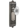 Grandeur Windsor Solid Brass Rose Privacy Door Knob Set with Burgundy Crystal Knob and 2-3/8" Backset Antique Pewter