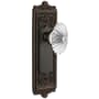 Grandeur Windsor Solid Brass Rose Privacy Door Knob Set with Burgundy Crystal Knob and 2-3/8" Backset Timeless Bronze