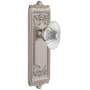 Grandeur Windsor Solid Brass Rose Privacy Door Knob Set with Burgundy Crystal Knob and 2-3/8" Backset Satin Nickel