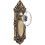 Grandeur Grande Victorian Solid Brass Rose Passage Door Knob Set with Provence Crystal Knob and 2-3/8" Backset Vintage Brass