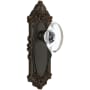 Grandeur Grande Victorian Solid Brass Rose Passage Door Knob Set with Provence Crystal Knob and 2-3/8" Backset Timeless Bronze