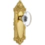 Grandeur Grande Victorian Solid Brass Rose Passage Door Knob Set with Provence Crystal Knob and 2-3/8" Backset Polished Brass