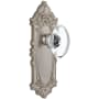 Grandeur Grande Victorian Solid Brass Rose Passage Door Knob Set with Provence Crystal Knob and 2-3/8" Backset Satin Nickel