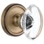 Grandeur Georgetown Solid Brass Rose Privacy Knob Set with Provence Crystal Knob and 2-3/8" Backset Vintage Brass