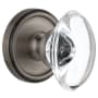Grandeur Georgetown Solid Brass Rose Privacy Knob Set with Provence Crystal Knob and 2-3/8" Backset Antique Pewter