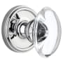Grandeur Georgetown Solid Brass Rose Privacy Knob Set with Provence Crystal Knob and 2-3/8" Backset Bright Chrome