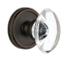 Grandeur Georgetown Solid Brass Rose Privacy Knob Set with Provence Crystal Knob and 2-3/8" Backset Timeless Bronze