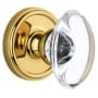 Grandeur Georgetown Solid Brass Rose Privacy Knob Set with Provence Crystal Knob and 2-3/8" Backset Polished Brass
