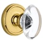 Grandeur Georgetown Solid Brass Rose Privacy Knob Set with Provence Crystal Knob and 2-3/8" Backset Lifetime Brass