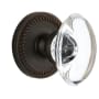 Grandeur Newport Solid Brass Rose Privacy Door Knob Set with Provence Crystal Knob and 2-3/8" Backset Timeless Bronze