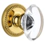 Grandeur Newport Solid Brass Rose Privacy Door Knob Set with Provence Crystal Knob and 2-3/8" Backset Polished Brass