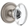 Grandeur Newport Solid Brass Rose Privacy Door Knob Set with Provence Crystal Knob and 2-3/8" Backset Satin Nickel