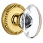 Grandeur Newport Solid Brass Rose Privacy Door Knob Set with Provence Crystal Knob and 2-3/8" Backset Lifetime Brass