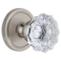 Grandeur Circulaire Solid Brass Rose Dummy Door Knob Set with Fontainebleau Crystal Knob Satin Nickel