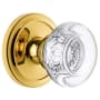 Grandeur Circulaire Solid Brass Rose Dummy Door Knob Set with Bordeaux Crystal Knob Polished Brass