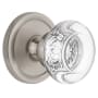 Grandeur Circulaire Solid Brass Rose Dummy Door Knob Set with Bordeaux Crystal Knob Satin Nickel