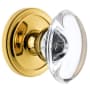 Grandeur Circulaire Solid Brass Rose Dummy Door Knob Set with Provence Crystal Knob Polished Brass