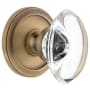 Grandeur Circulaire Solid Brass Rose Dummy Door Knob Set with Provence Crystal Knob Vintage Brass