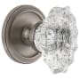 Grandeur Circulaire Solid Brass Rose Dummy Door Knob Set with Biarritz Crystal Knob Antique Pewter